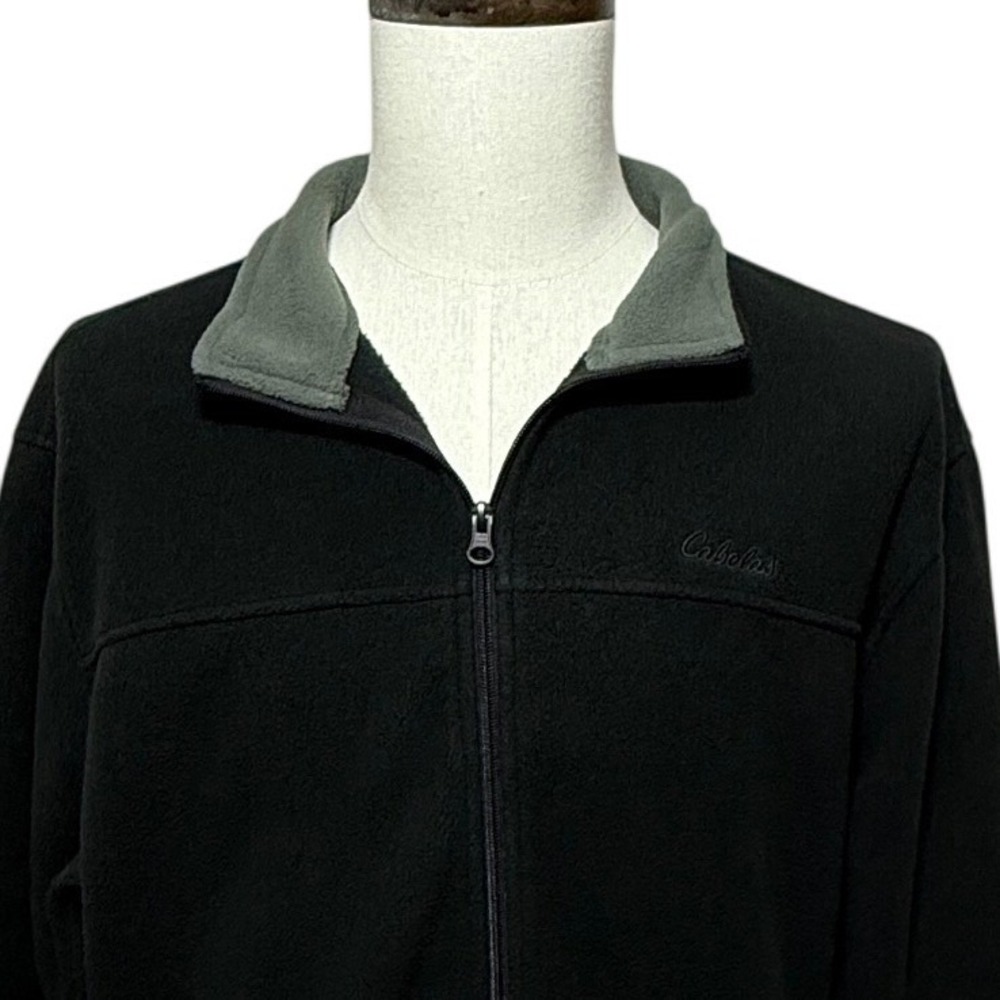 Cabelas Jacket Mens XL Black Fleece Full‎ Zip Outdoor Hiking Gorpcore